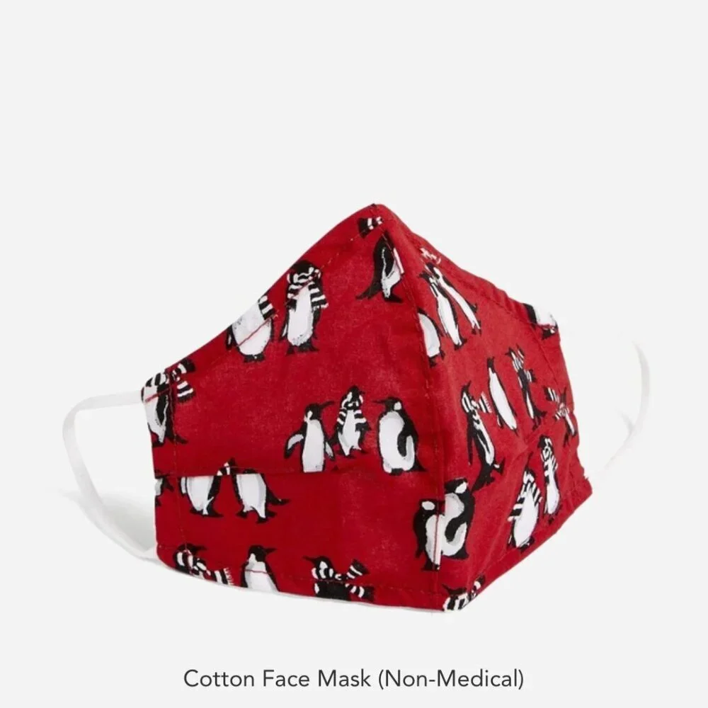 Vera Bradley Playful Penguins Face Mask Red Christmas Holiday NWT